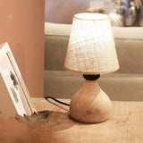 Homing Vowen Natural Wood Table Lamp Shade with Fabric - Eco-Friendly Rustic Home Decor