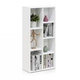 Modern 42-inch High Bookcase with 7 Open Shelves in White Wood Finish