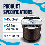 Reaction Tackle Weighted Stainless Steel Trolling Line 45LB- Premium Weighted Fishing Wire