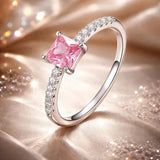 925 Sterling Silver Ring Size 6.0 with Pavé Setting CZ and Platinum Plating