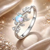 925 Sterling Silver Opal & CZ Ring 0.2cm Size 6.0 for Women
