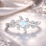 925 Sterling Silver Opal & CZ Ring 0.2cm Size 6.0 for Women