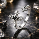 925 Sterling Silver Pavé Setting CZ Oxidized Silver Ring