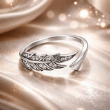 925 Sterling Silver Pavé Setting CZ Leaf Ring for Women