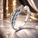 925 Sterling Silver Pavé Setting CZ Leaf Ring for Women