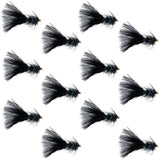 Black Bead Head Crystal Woolly Bugger Streamer - 12 Flies - Size 4