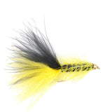 Yellow Black Bead Head Crystal Woolly Bugger Streamer - 6 Flies Size 4