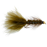 Dark Olive Bead Head Crystal Woolly Bugger Streamer - 6 Flies - Size 8