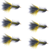 Olive Black Bead Head Crystal Woolly Bugger Streamer Fliy - 6 Flies - Size 4