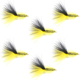 Yellow Black Bead Head Crystal Woolly Bugger Streamer - 6 Flies Size 8