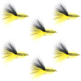 Yellow Black Bead Head Crystal Woolly Bugger Streamer - 6 Flies Size 4