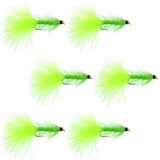 Chartreuse Bead Head Crystal Woolly Bugger Streamer - 6 Flies - Size 4