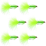 Chartreuse Bead Head Crystal Woolly Bugger Streamer Fly - 6  Flies Size 4