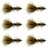 Dark Olive Bead Head Crystal Woolly Bugger Streamer - 6 Flies - Size 8