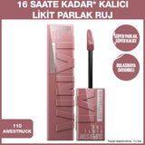 Maybelline Super Stay Vinyl Ink: 16HR Glossy Liquid Lipstick - 110 Awestruck Red. Non-Transfer, Long Lasting Maybelline Lipstick