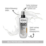 Agiva Milk Protein Hair Care Set: Shampoo, Hair Milk & Comb - Repair Damaged Hair, Restore Shine, Moisturize & Detangle (Brush Color May Vary)