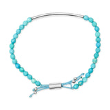 Sterling Silver Turquoise Beads Station Bracelet with Bolo Clasp