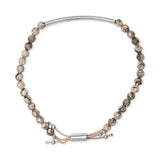 Sterling Silver Jasper Bead Station Bracelet Bolo Clasp