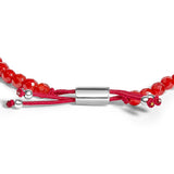 Sterling Silver Red Jasper Bead Station Bracelet with Bolo Clasp