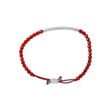 Sterling Silver Red Jasper Bead Station Bracelet with Bolo Clasp