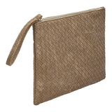 Eklips Beige Knit Pattern Reflective Clutch Bag