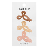 Eklips Pastel Frosted Ribbon Hair Clips 3-Pack for Styling