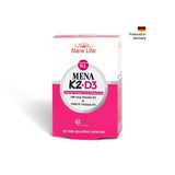 New Life Mena K2+D3 Vitamin : , High Absorption, 100 mcg K2 & 1000 IU D3, Gluten & Soy-Free