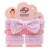 Eklips Spa Headband and Wristband Set: Soft Elastic Headband for Makeup & Skincare - Keep Hair Away, Absorb Water Droplets with Comfort.