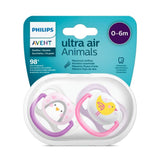 Philips Avent Ultra Air Animals Baby Pacifier 0-6m - Soft, Sterilizable, Comfort Pacifier for Newborns