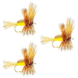 3 Pack Yellow Humpy Classic Hair Wing Dry Fly - Size 16