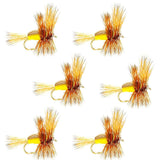 Barbless Yellow Humpy Classic Dry Fly - 6 Flies Size 14