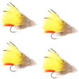 Yellow Marabou Muddler Minnow Streamer Fly - 4 Flies Size 8