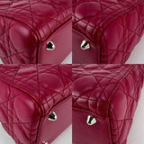 Christian Dior Lambskin Cannage Large Red Lady Dior Shoulder Bag