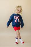 Tulip Bow Applique Crewneck Sweatshirt
