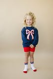 Tulip Bow Applique Crewneck Sweatshirt