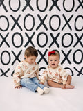 Teddy Bear Hearts Sweatshirt Romper