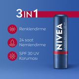 NIVEA Tinted Lip Care Balm with SPF30 UV Protection - Moisturizing, Natural Ingredients, 3-in-1 Formula