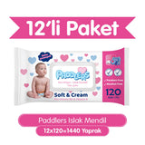 Paddlers Baby Wet Wipes - Soft, Gentle, and Convenient Hygiene for Infants - 120 Packs of 12