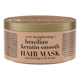 OGX Brazilian Keratin Smooth Hair Mask: Sulfate-Free, Frizz Control & Smoothing Treatment for Curly & Wavy Hair - 10.14 fl oz