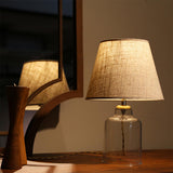 Homing Table Lamp with Crystal Plastic Body and Fabric Shade - Energy-Efficient LED Lighting Solution