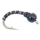 3 Pack Bead Head Black Zebra Midge Still Water Nymph Fly Fishing Fly Hook Size 14
