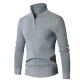 Mens Minimalist Casual Half-zip Turtleneck Sweater