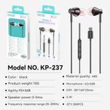 KP-237 Best-selling Wired In-Ear Headphones With In-Line Controls USB-C High Audio Quality Zero Latency Compatible With Appl Android In Stock