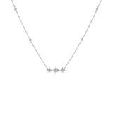 10K White Gold Bezel Set Princess Diamond 3 Stone Kite Shape and Station Necklace (H-I Color, SI2-I1 Clarity) - 18" Inches