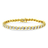 14K Rose Gold Plated .925 Sterling Silver 1/4 Cttw Diamond Round Miracle Plate and "S" Link Tennis Bracelet (I-J Color, I2- I3 Clarity) - 7"