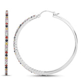 2.24 Carat Genuine Multi Sapphire .925 Sterling Silver Earrings