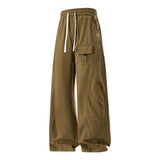 Retro American-style Patchwork High-street Loose Straight-leg Casual Pants