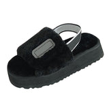 Thick-Soled Wool Disco Slide Sandals for Women