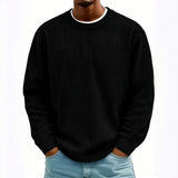 Mens Casual Long-sleeve Crew-neck Corduroy Sweatshirt