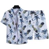 Floral Shirt Set Short Sleeves Retro All-over Floral Print Trendy